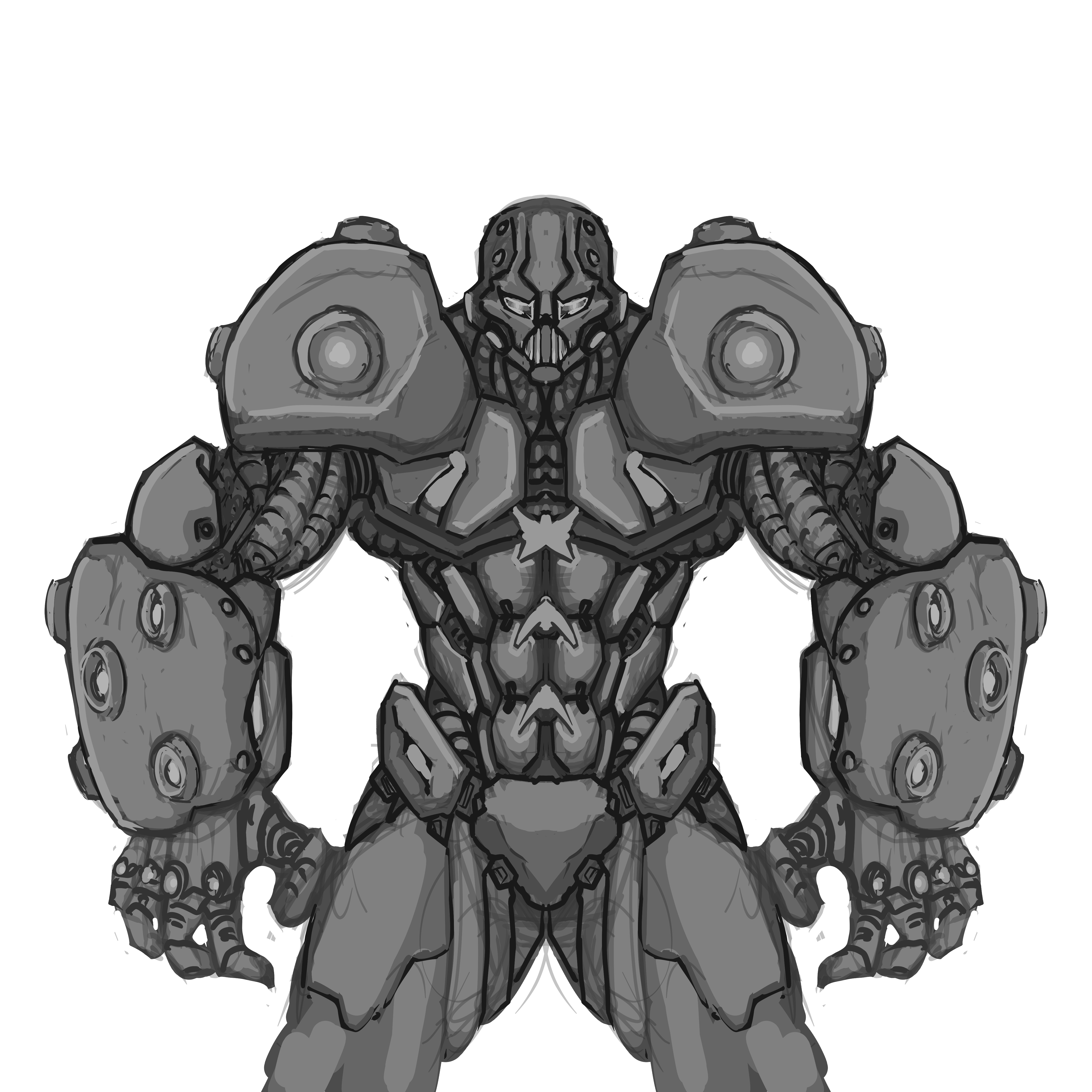 an intimidating robot warrior