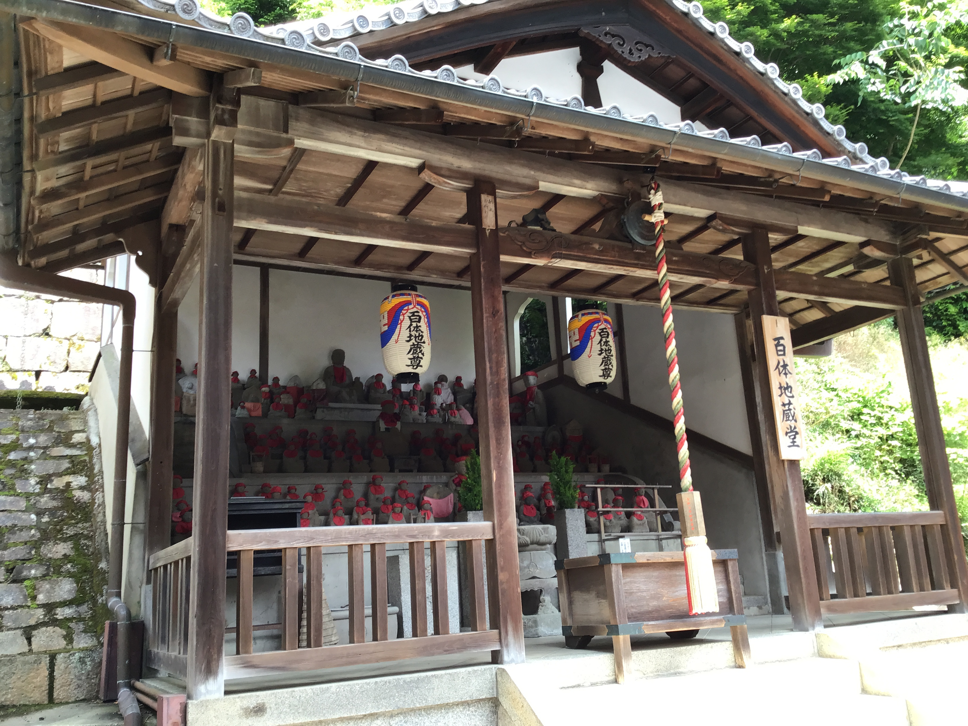 A shrine with buddhist monk statues