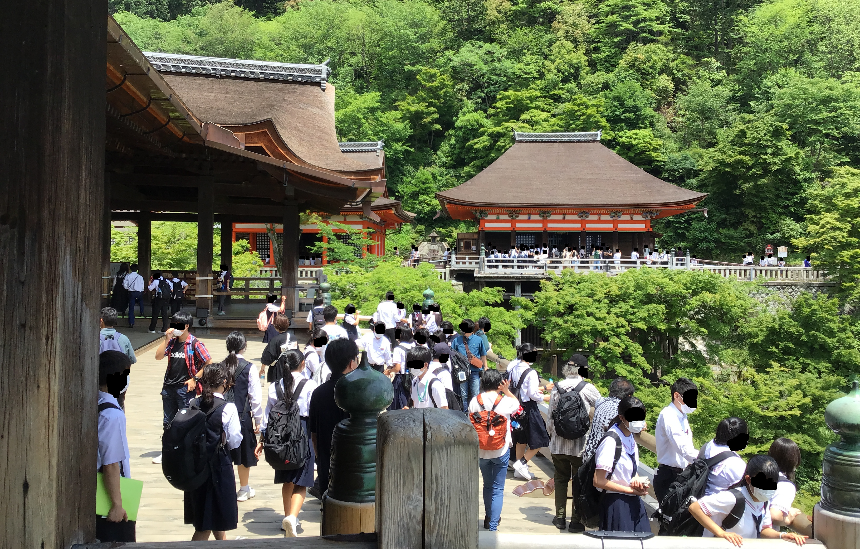 Shrine buildings with lots of visitors
