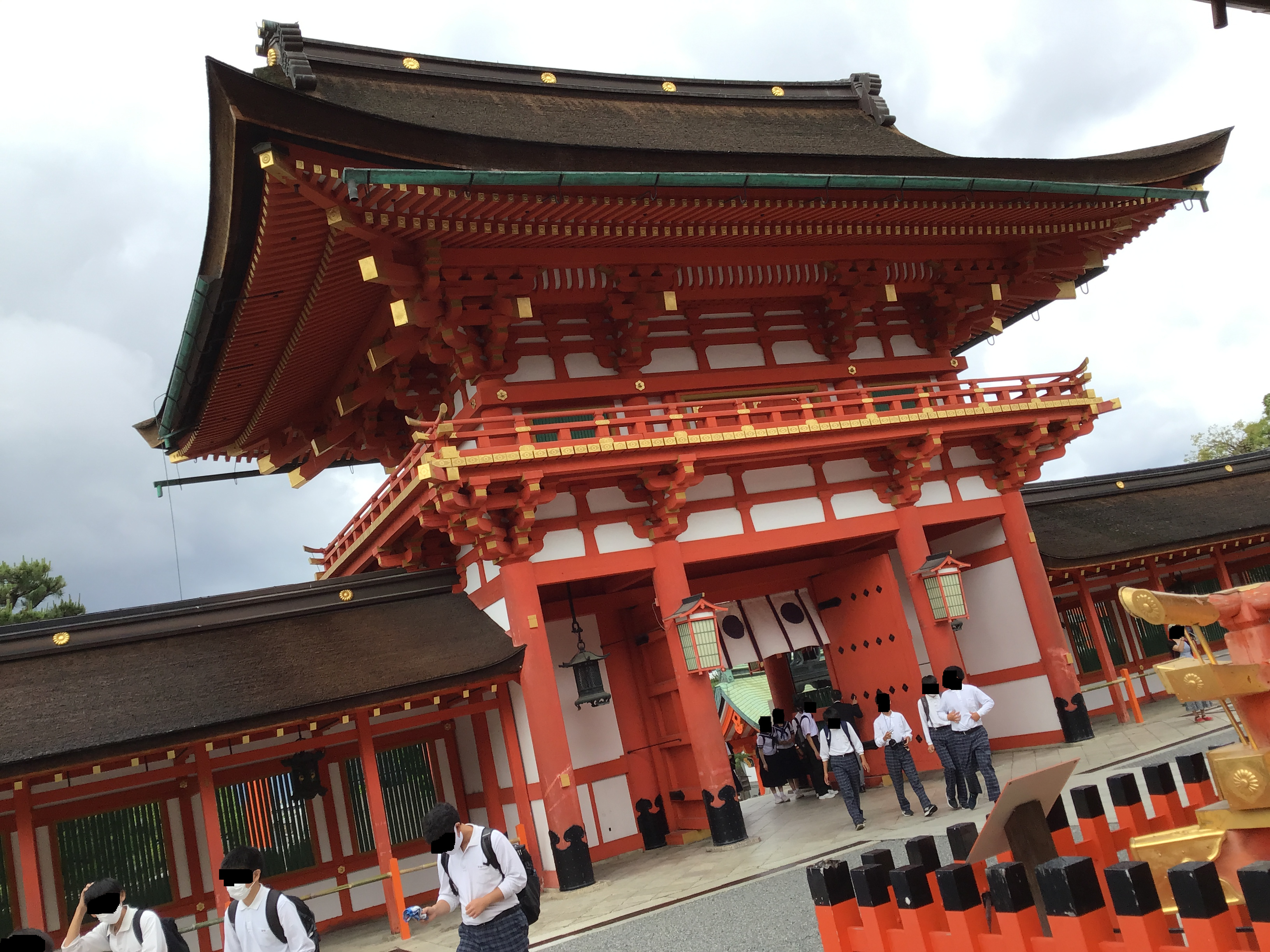 The main building of the torii gate temple in Kyoto